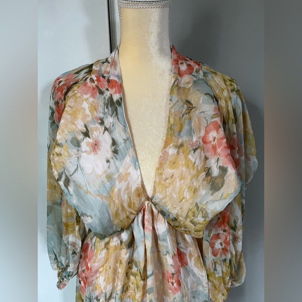 NWT All About May Woman’s Pastel Sheer Lightweight Boho Polyester Dress Size 6 - Picture 2 of 16